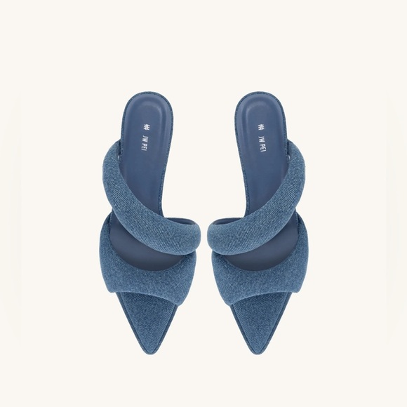 JW PEI Blue Pointed-Toe Mules with Twisted Bands - Picture 1 of 8